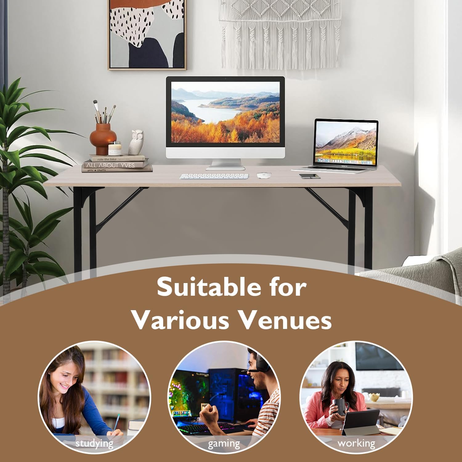 BestOffice Computer Desk,Home Office Desk, Modern Simple Style for Home Office Study Writing (Nature, 32 Inch) - Image 6