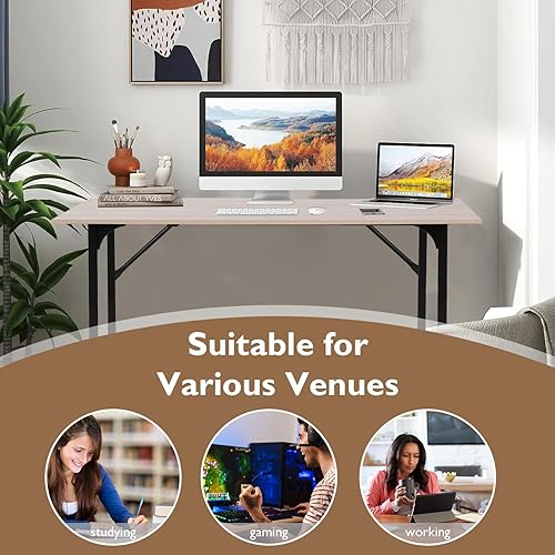 Miniatura 6 de BestOffice Escritorio para computadora, escritorio de oficina en casa, estilo moderno y simple para oficina en casa, estudio y escritura (natural,