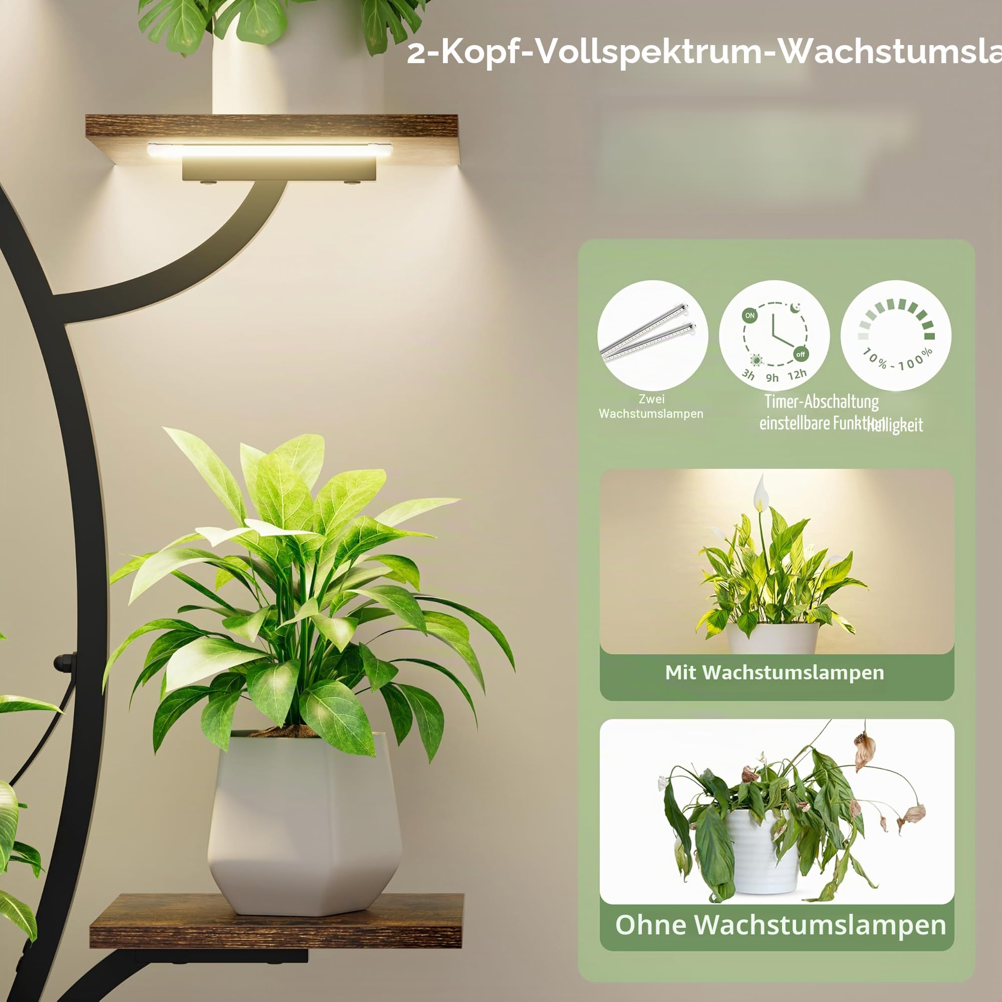POZILAN Pflanzenständer für den Innenbereich, mit Wachstumslicht, 119,4 cm, Eckpflanzenständer für Zimmerpflanzen, mehrfach, 7-stöckiges Metall-Pflanzenregal für den Innenbereich, Blumenständer für | Für Pflanzen, Kunst-Display, geeignet für Ecken, Wohnzi