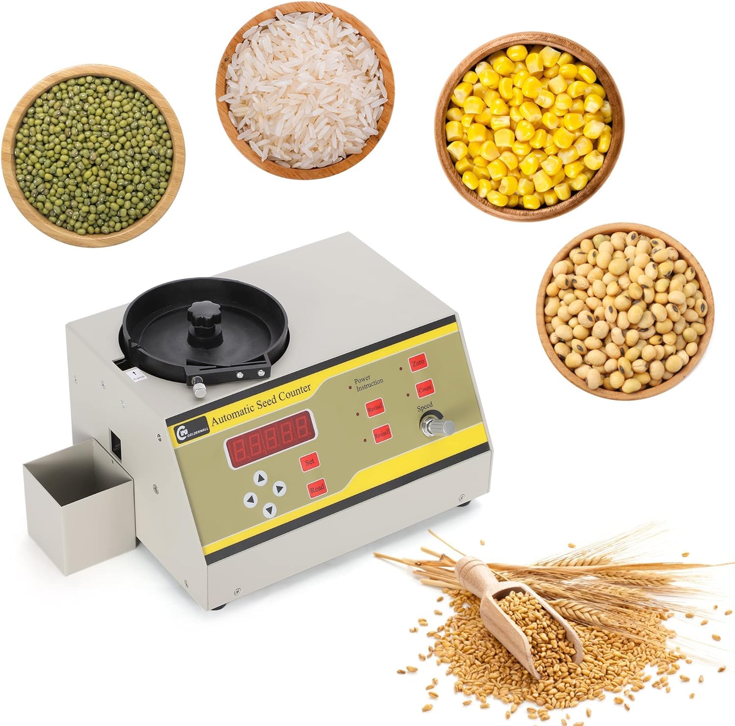 CGOLDENWALL Graines Compteur Automatique Comptage Machine avec Bouton de Réglage de Dégagement pour Divers Formes Graines SLY-C