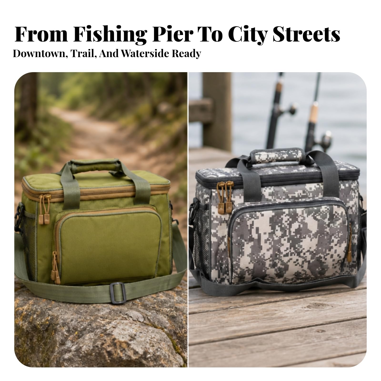 Borsa per Attrezzatura da Pesca Grande | Tasche a Rete Laterali, Struttura Semirigida, Borsa da Pesca, Pescatori