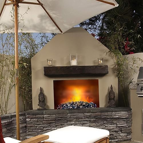 Miniatura 7 de Mr. Fireglass Diamantes de cristal de fuego azul cobalto, rocas de vidrio templado reflectante de 1 pulgada para hoguera al aire libre, chimenea y