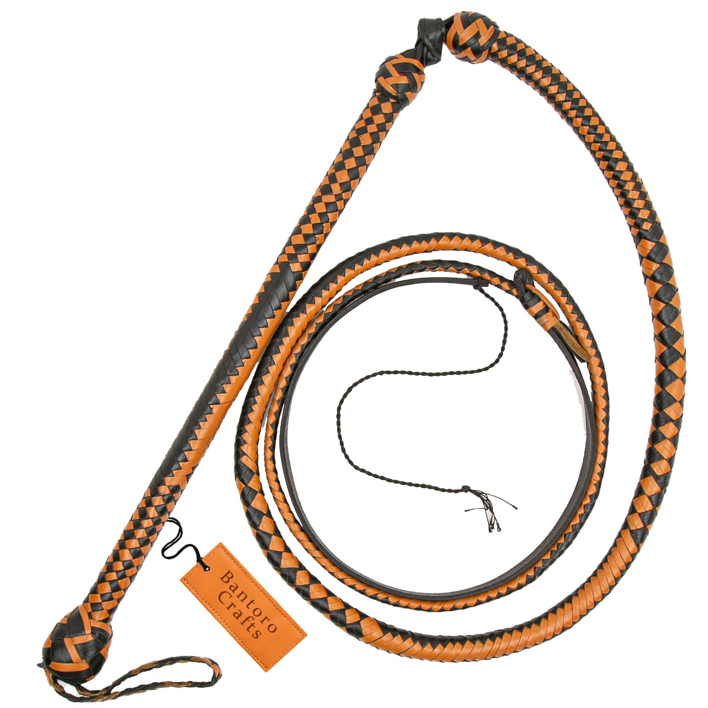 Marrone e Nero Frusta 16 trecce Fili Pelle Intrecciata Frusta in Vera Pelle Pancia in Pelle e Supporto in Pelle all'Interno Frusta Che schiocca Forte