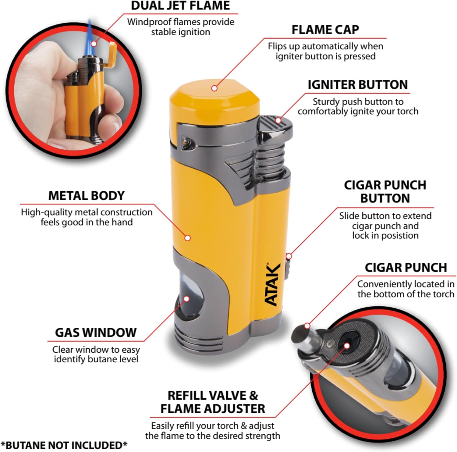 Performance Tool 802 Dual Flame Torch - Versatile and Durable Butane Torch for Soldering, Welding, and More