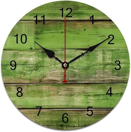 Miniatura 10 de Relojes de pared de 12 pulgadas para baño, reloj de pared silencioso a pilas, reloj de madera rústica de granja, fácil de leer, decoración moderna