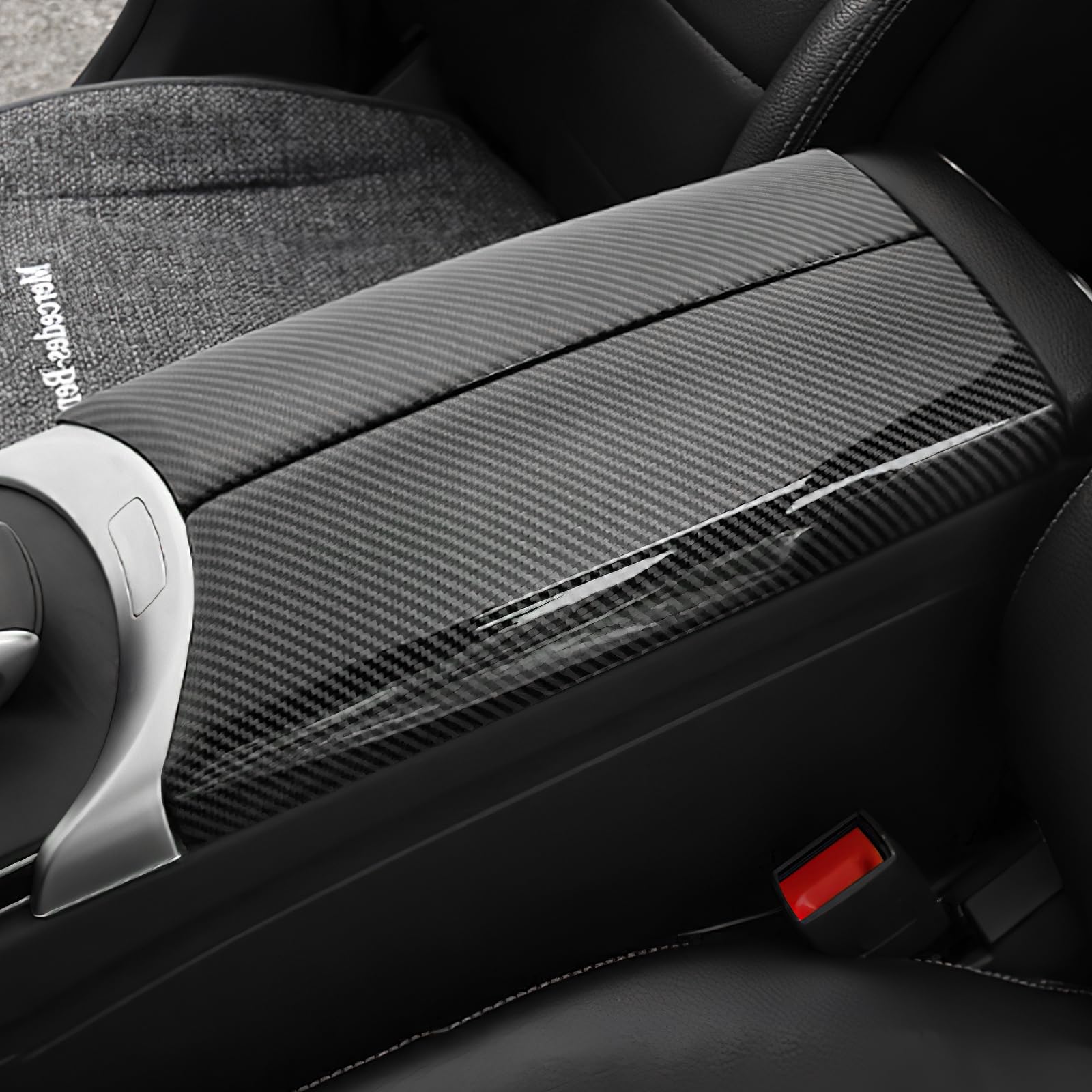 KUNGKIC Auto Armlehnen Box Abdeckung Mittelkonsole Beschützer Trim Aufkleber Innenraum Für Mercedes-benz C Klasse W205 GLC X253 2015-2021 Zubehör,ABS (Kohlefaser-Muster)