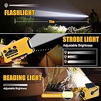 Vista 4 de 10000mAh Emergency Hand Crank Radio with LED Flashlight Yellow Verde