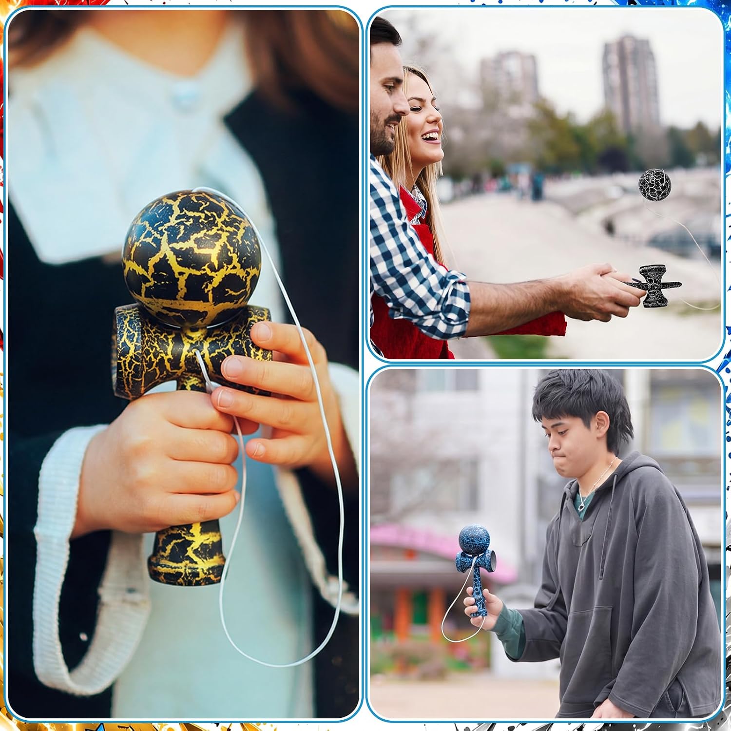 Competition Kendama Game,Dazzling Black | Bamboo Ball and Cup Kendama, 4 Color, Design of Crack, Catch Hand Eye Coordination Educational Trainer for Teens Adults Gifts
