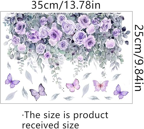 Miniatura 2 de BIBITIME Nature Plants - Calcomanía autoadhesiva de PVC, diseño de flores, arbusto, mariposas, baño, inodoro, 9.8 x 13.7 pulgadas