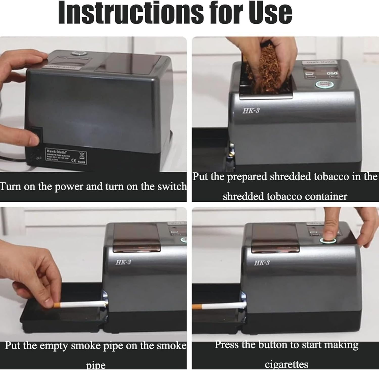 Electric Cigarette Injector Machine, Fully Automatic Cigarette Filling Machine with Storage Tray, Fits Rolling Tube of Diameter 0.31"/8mm, for Smoker Factory, Herbal Cigarettes