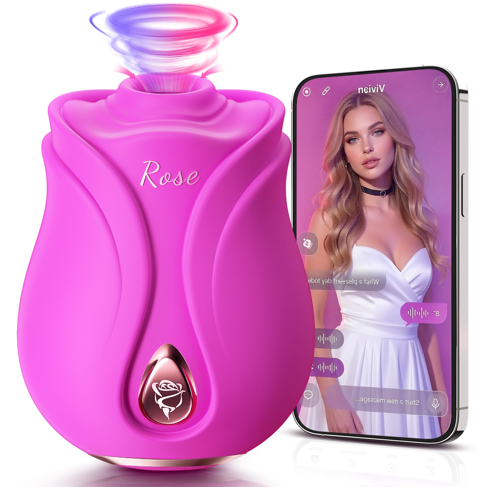 MOOLIGIRL Rose Sex Toy Sucking Vibrator - Rose Toy Vibrator Adult Sex Toys with 10 Suction Vibrators APP