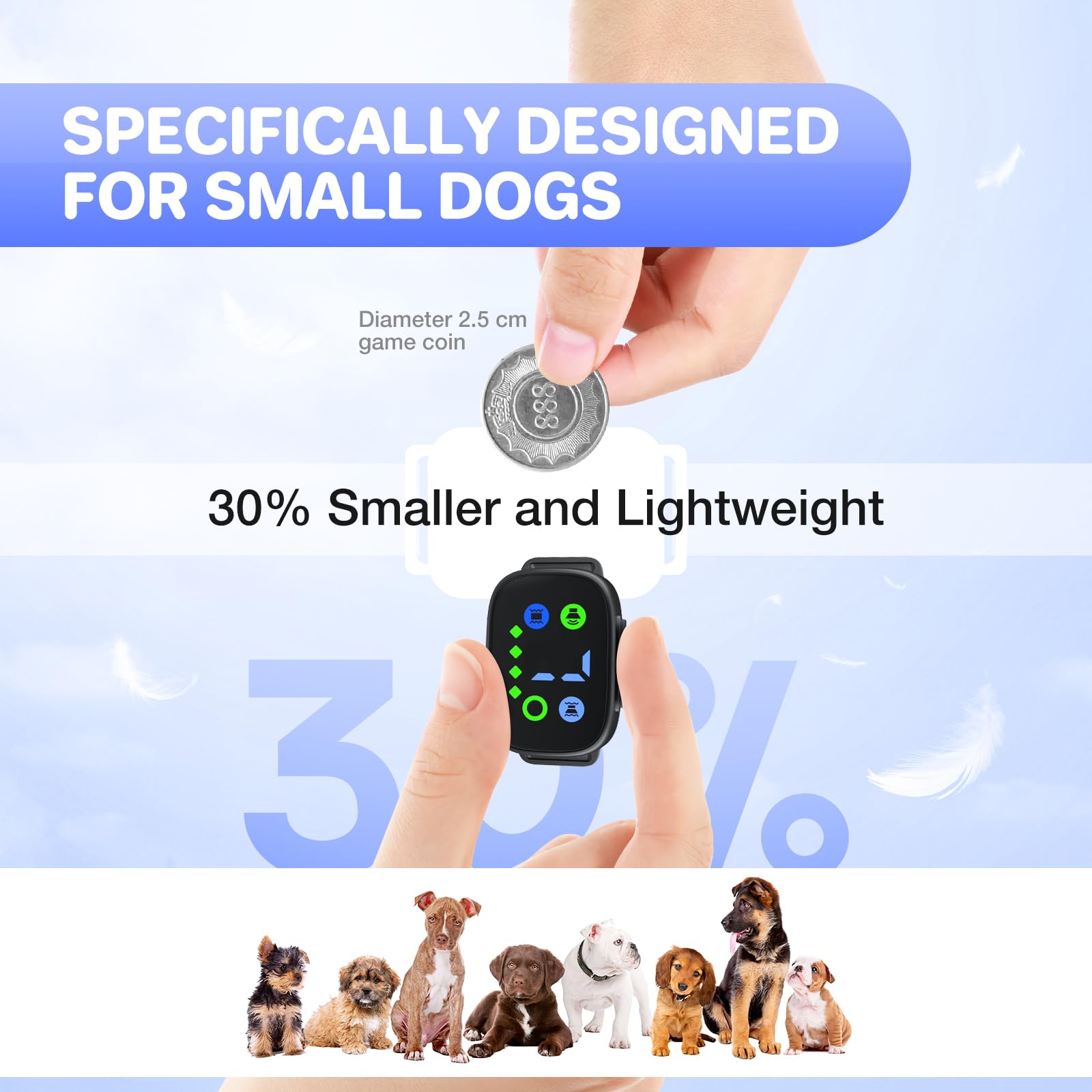 Collar de ladridos para perros grandes, medianos y pequeños, dispositivo antiladridos para perros, collar inteligente recargable con 7 sensibilidades ajustables, collar compacto para interiores y