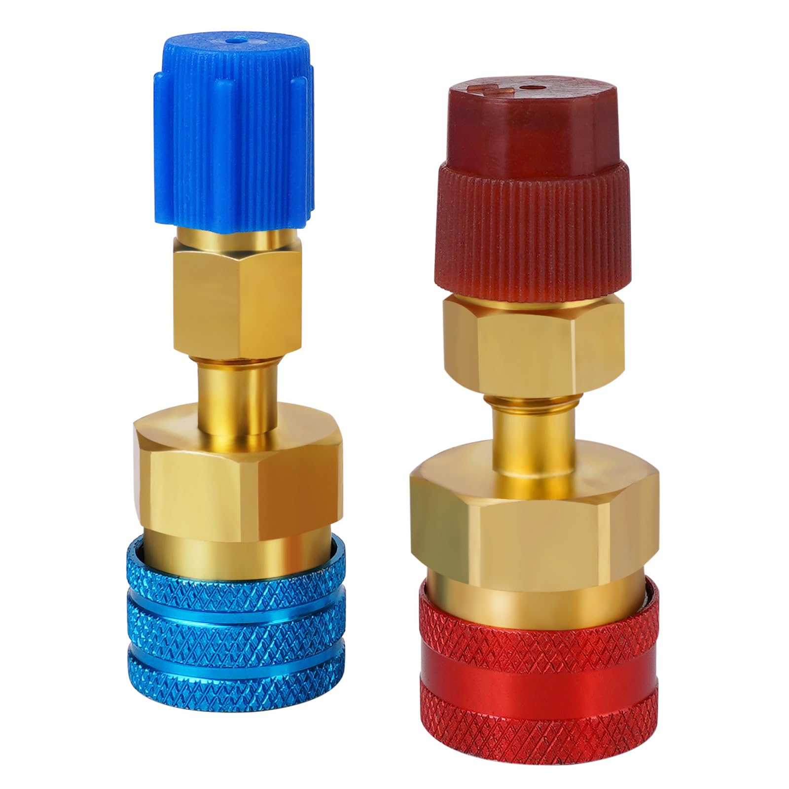 Langawaser R1234yf Adapter Kit, R1234yf to R134a Conversion Quick Couplers, Blue and Red High Low Side Connector Conversion for Car Air Conditioning