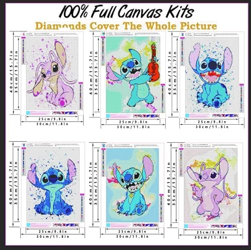 Bogviap 6 Pack Diamond Painting Tool Kits,Stitch Diamond Painting Kits For Adults & Kids,Diamond Painting Stitch Gem Art Craft Diy Home Wall Decor（12X16 Inch） #TOP3