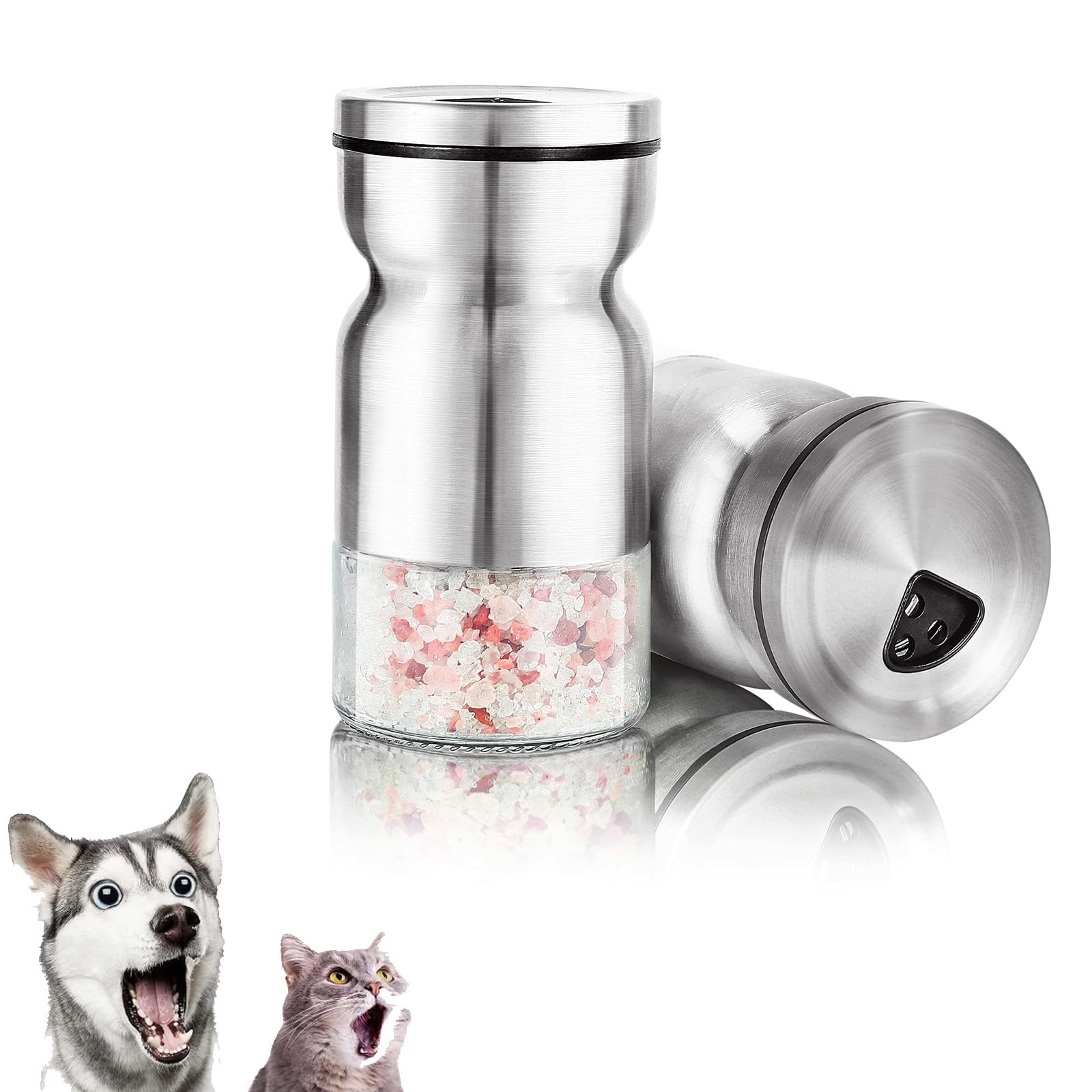 KASTWAVE 2PCS Salt and Pepper Shakers Set by Premium Salt Shaker with Adjustable Pour Holes-Kosher Salt Shaker with Food Grade Stainless Steel