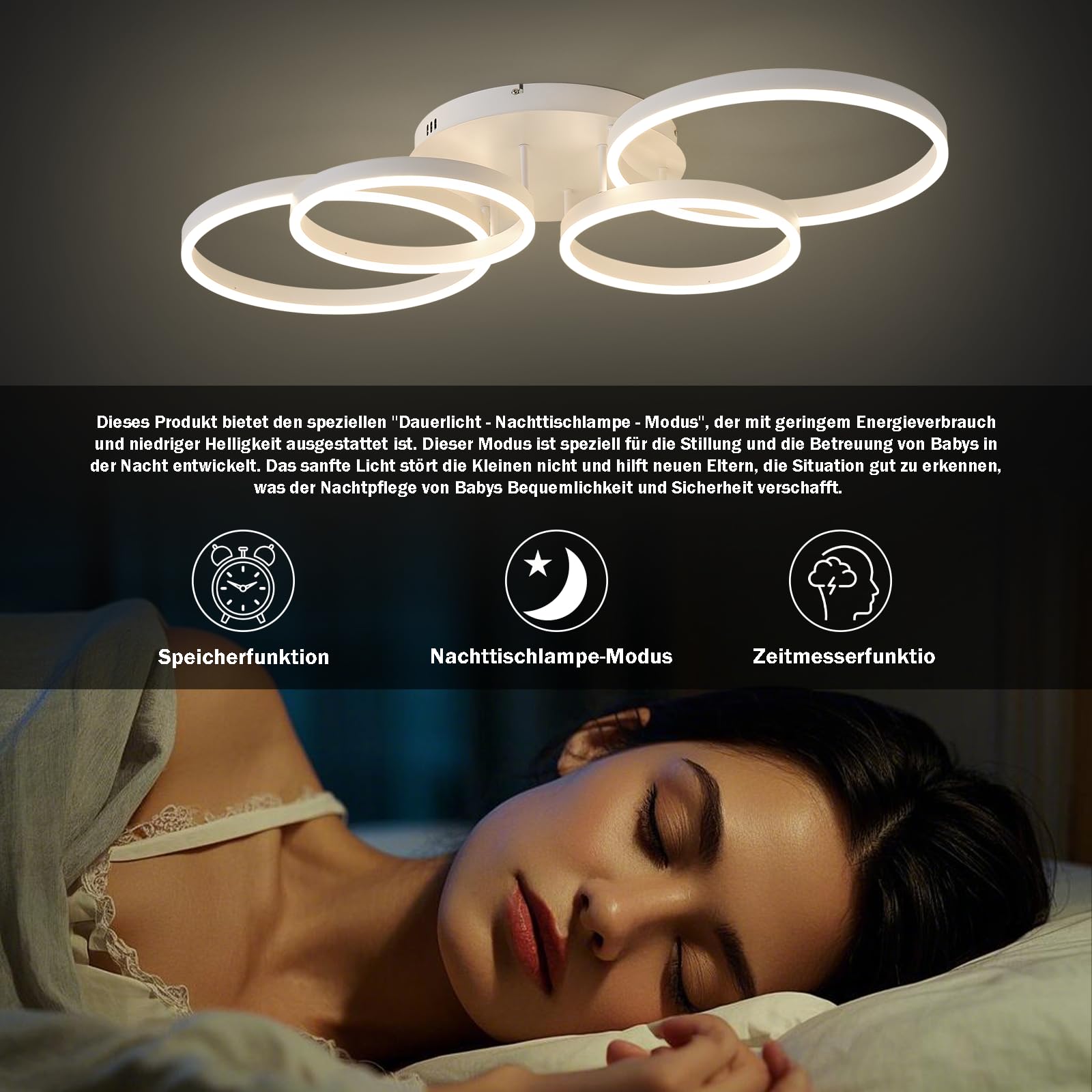 LED Deckenleuchte Dimmbar 40-60W, 100CM Deckenlampe LED Wohnzimmerlampe mit Fernbedienung APP Farbwechsel, Moderne lampe Dimming Deckenbeleuchtung Schlafzimmerlampe (Weiß)