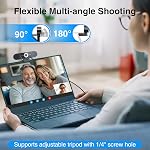 EMEET 3-in-1 4K Webcam avec Microphone et Haut-Parleur, C980 PRO Webcam à angle large 60°-98° w/ 4 Le bruit annule les micros, 2 Haut-parleurs, Focus fixe, Couverture de confidentialité magnétique, Idéal pour les appels vidéo de groupe et personnel