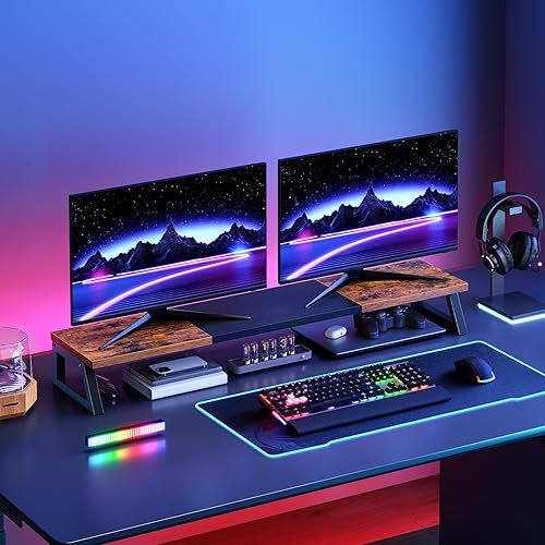 Miniatura 8 de HOOBRO Dual Monitor Stand Riser, 39 Inch Large Computer Monitor Stand for 2 Monitors, Computer Monitor Riser, Desk Shelf Organizer for Office Desk,