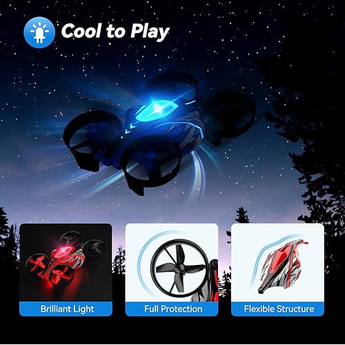 Vista 7 de Paquete de 2 mini drones con 6 baterías para niños, principiantes, adultos, drones RC cuadricóptero con modo de carrera y vuelo 2 en 1, luz LED