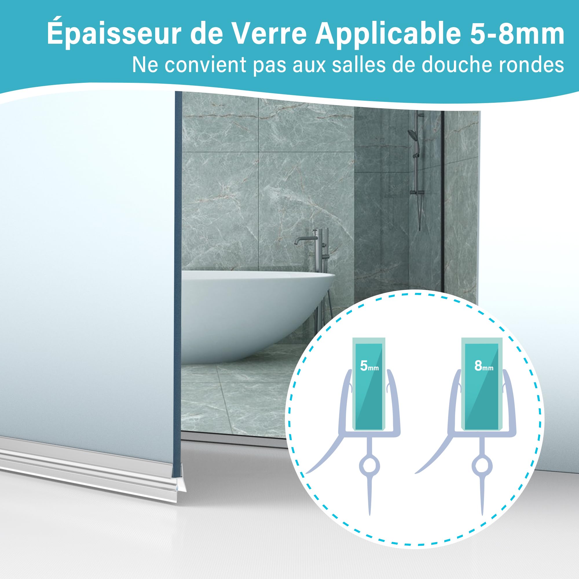 2 x 100cm Joint de Douche pour Portes de Douche, Joint de Paroi de Douche Hydrofuge de Remplacement pour Porte de Douche en Verre de 5 à 8 mm, Premium Lèvre de Douche Hydrofuge pour Cabine de Douche