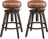 Vista 1 de SONGMICS Home Bar Stools, Set of 2, Steampunk Counter Stool for Kitchen, Adjustable Height and Swivel Padded Seat, Workbench Stool, 16.5 x 19.3 x