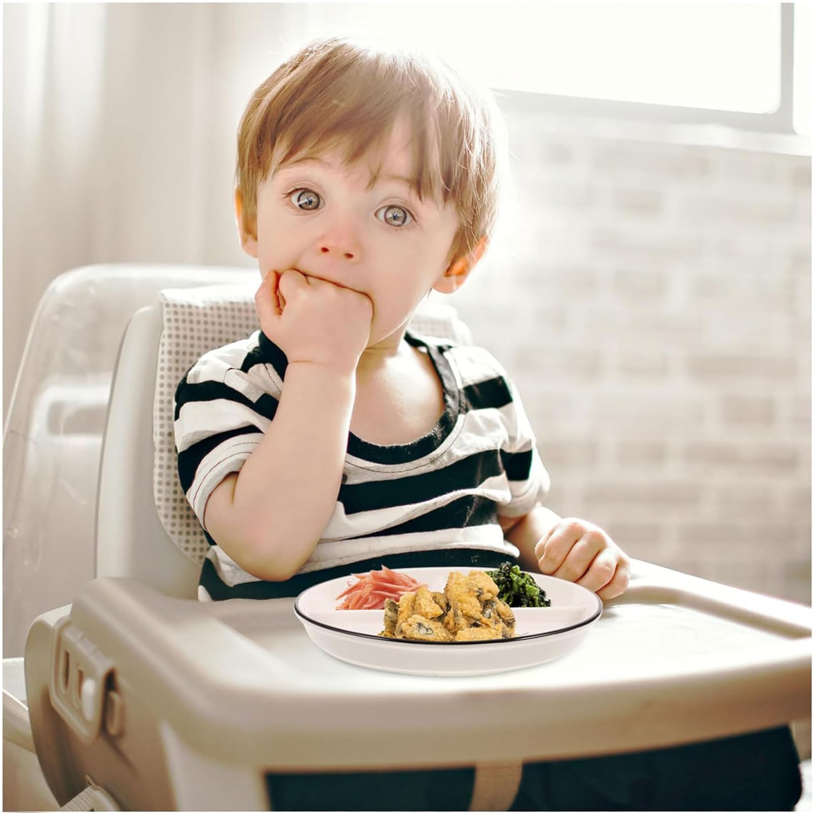 Plaque Assiettes de dîner en céramique de 8 Pouces pour Enfants Assiettes avec différents Motifs de Perte de Poids Assiettes à dîner réutilisables Vaisselle
