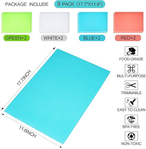 Vista 2 de 8 Piezas Tapetes Forros para Refrigerador Lavables, Tapetes Forros para Refrigerador Impermeables Resistentes al Aceite, Shinywear Forros