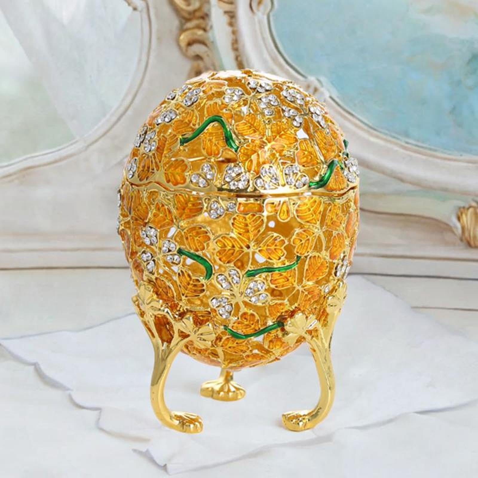 【イースターエッグ】　卵型ジュエリーボックス✨⭐️オルゴナイト⭐️✨ Amazon｜Hophen 卵の形たまご ジュエリーボックス合金製