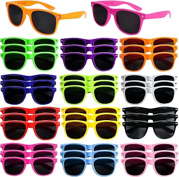 36 Pack 12 Color Neon Sunglasses Party Favors,80s Retro Style Perfect Colorful Novelty Sun glasses Set for Birthday Party Supplies,Beach,Party Toys,Goody Bag Favors for Boys Girls Teens Adults