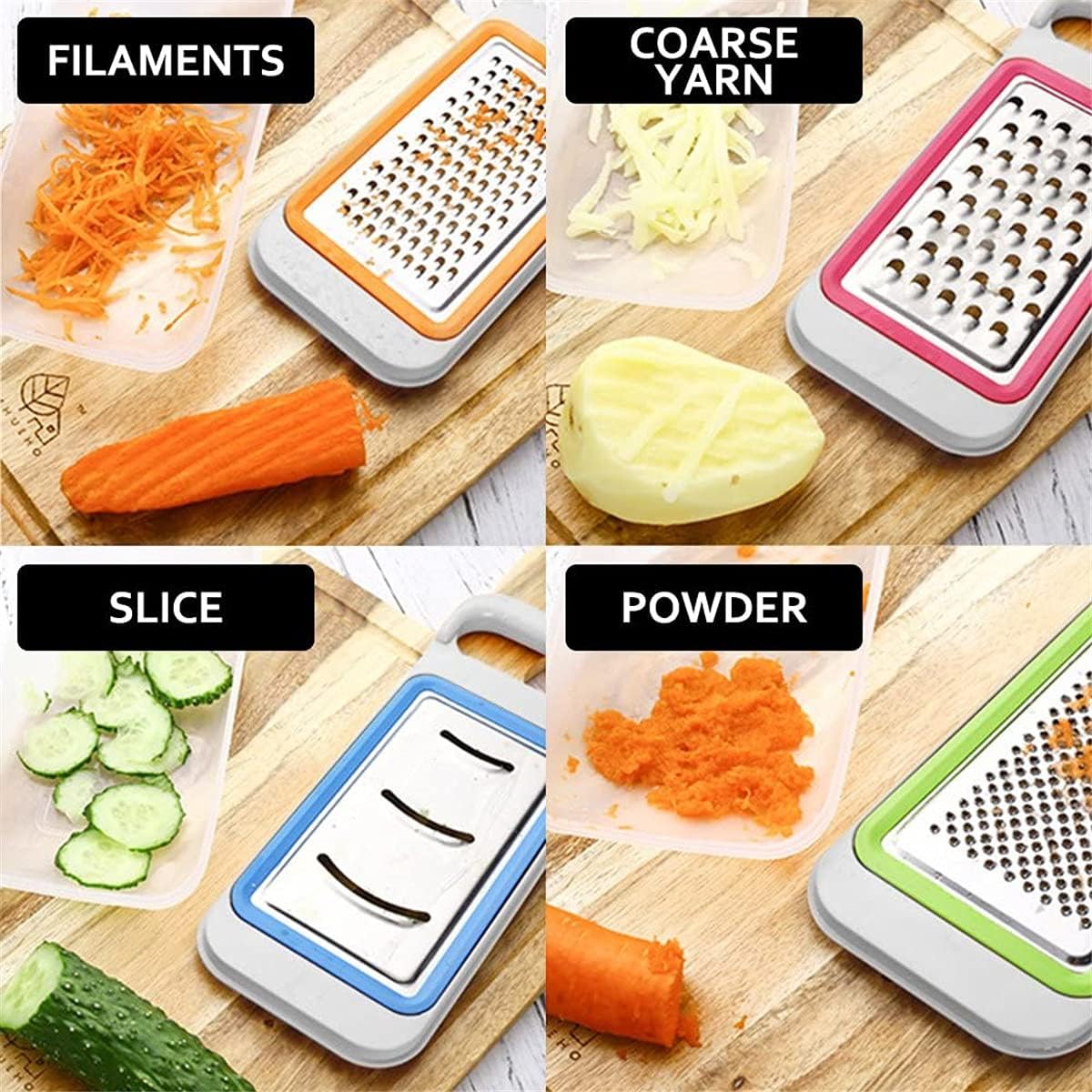 Multi Function Mandolin Slicer,4 PCS Fruit and Vegetable Slicer,with Container, Slicer,Chopper,Vegetable Slicer,with Guard,Suitable for Restaurants with 5 Citrus Peelers,White