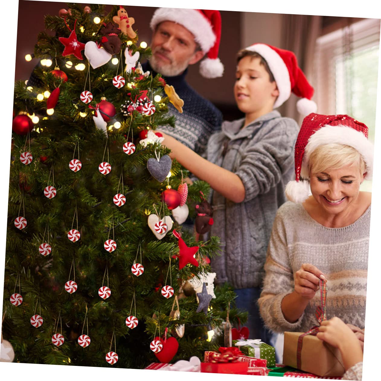7 Sätze Süßigkeiten-weihnachtsdekorationen Bausätze Abnehmbare Dekorationen Weihnachtsbaum Süßigkeiten Weihnachtshandwerk Weihnachtsauswahl Acryl Rot 50 Stück * 7 IMIKEYA