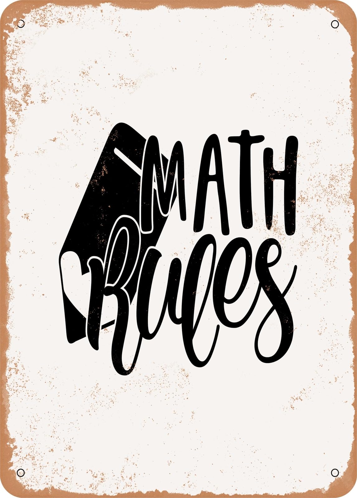 Miaomansenstore Metal Sign - Math Rules - Vintage Rusty Look Home Decor