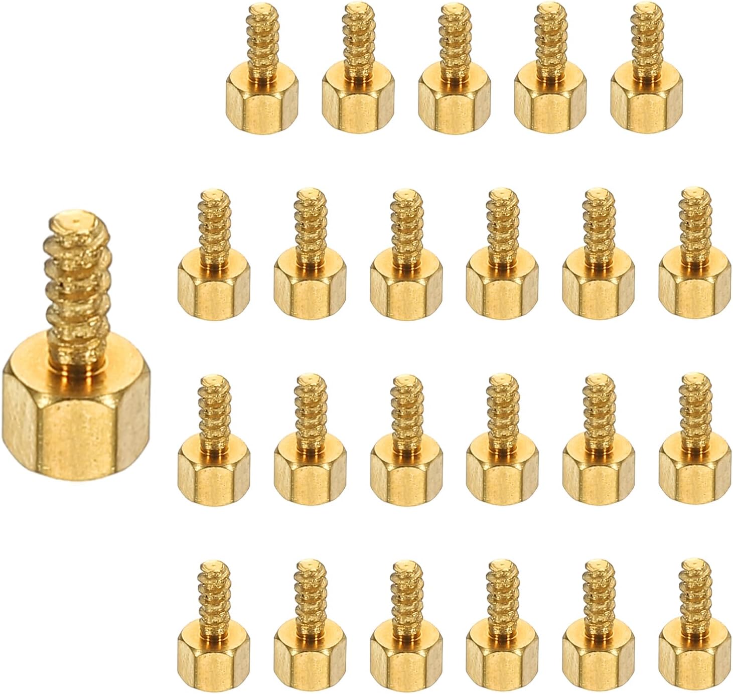 PATIKIL 24pcs M2 Male to Female Self-Tapping Hex Standoffs Spacers Pillars, M2 3+5mm Brass Motherboard Standoffs Copper