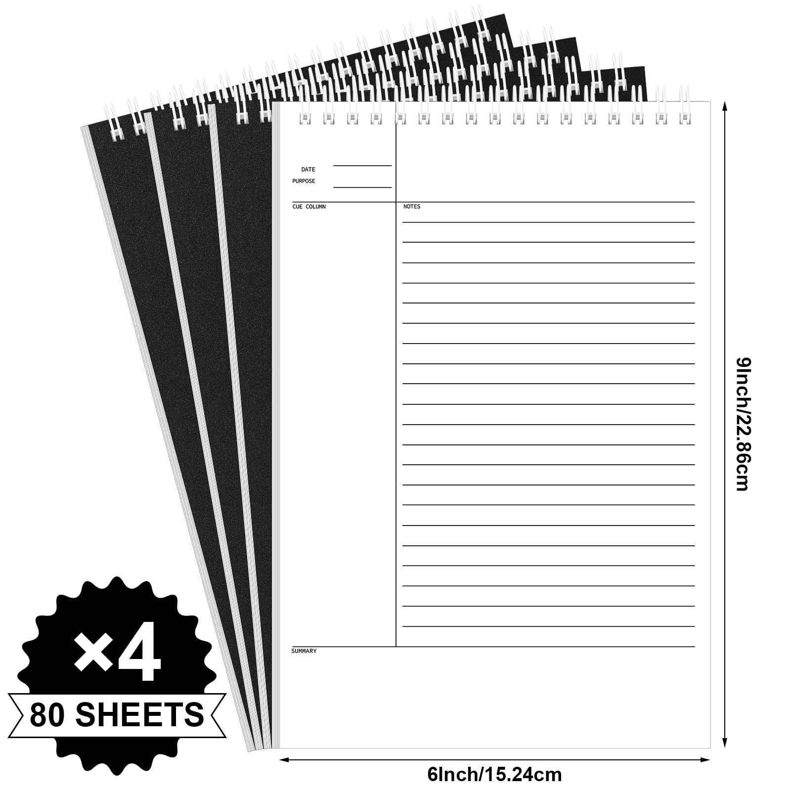 Cholemy 320 Sheets 4 Pack Steno Pads Spiral Pads 6x9 Inches Top Spiral Steno Pads Coil Writing Note Pads Ruled Writing Tablets Teacher Students College Office Business, 80 Sheets/Pad - Image 4