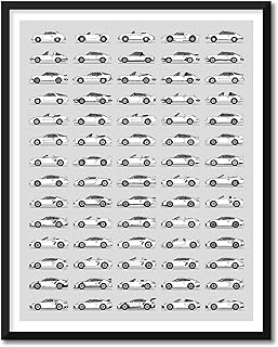 Porsche Inspired Poster Print Wall Art Handmade Decor of the Best of McLaren Generations History Evolution (17x22" (Unframed) Satin Print)