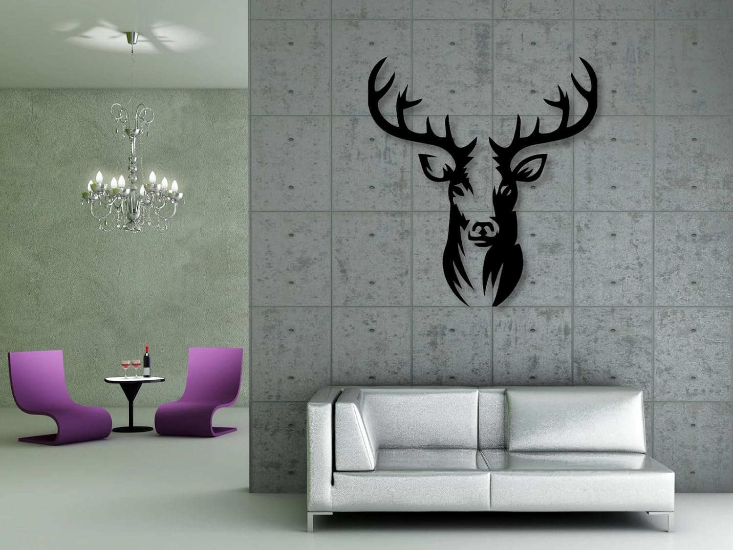 NORTH KAISER Metal Wall Art | Deer Antler Wall Sculptures | Black Moose Wall Hanging | Animal Head Wall Decor for Living Room, Bedroom, Home, Bathroom, Office, Kitchen, Outdoor (23.6'' x 19.7'')