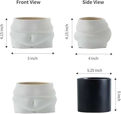 Miniatura 2 de Maceta de cerámica para el vientre, maceta en forma de cuerpo con agujero de Draniage y tapones de goma para plantas de interiorexterior, maceta
