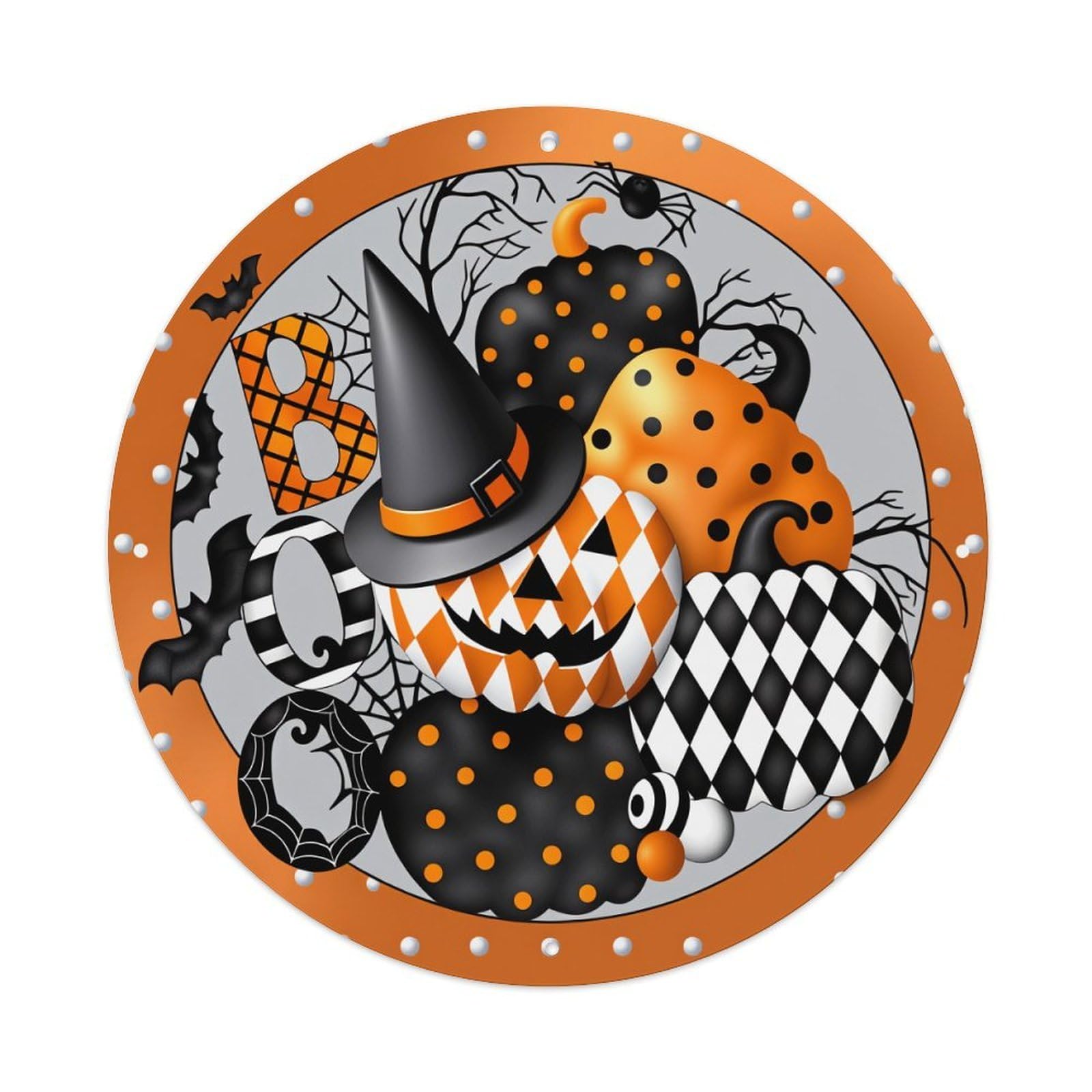Halloween Pumpkin Witch Bat Spider Metal Tin Sign Vintage Garden Bedroom Cafe Bar Man Cave Home Wall Decor Metal Poster 8x8 inches