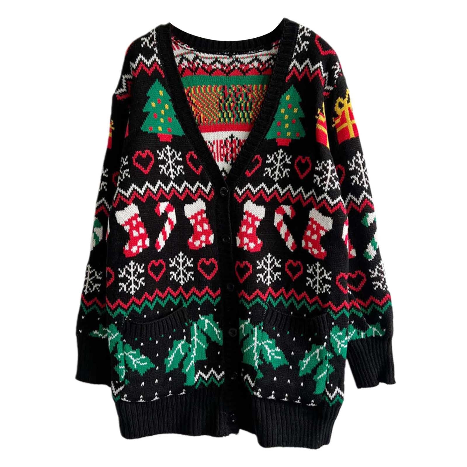 Maglioni vintage natalizi da donna 2024 autunno maglione leggero 2024 per le donne lavorato a maglia comodo scollo a V inverno autunno maglione allentato maglione autunno autunno manica a pipistrello