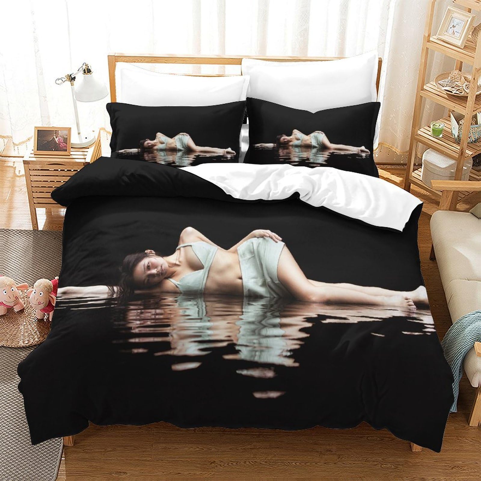 MJFCoin Jennie Kim Duvet Cover Sets 3 PCS Hotel Quality Quilt Cover Bedding Bed Covers with Pillowcases with Zipper Closure Ultra Soft Anti Allergic Microfiber Single（140x200cm）