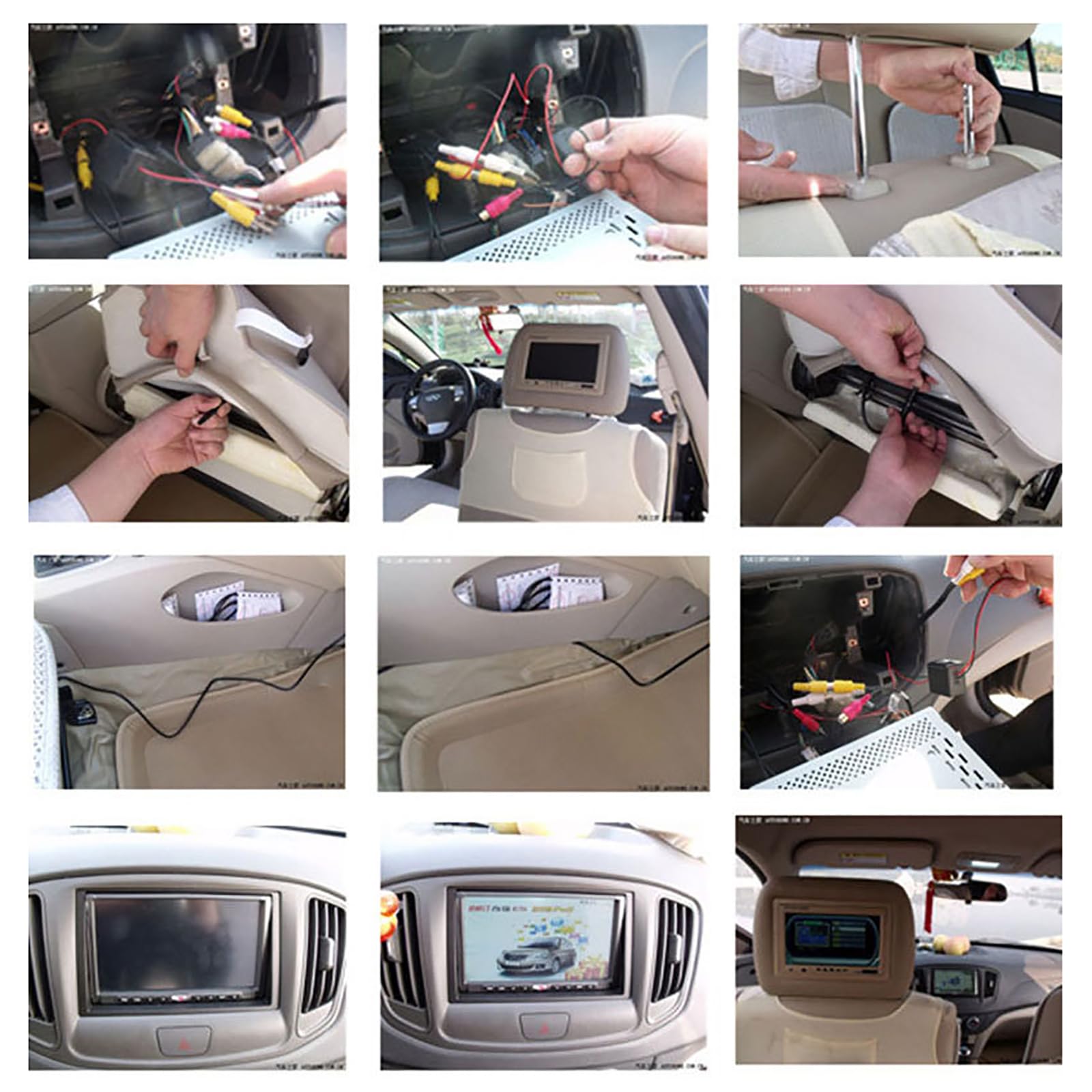 Monitor per Poggiatesta per Auto (7 Pollici), Lettore Dvd di Navigazione Universale per Auto, Display HD 16:9/4:3, Telefono + Connessione Bluetooth, Distanza Regolabile,Black