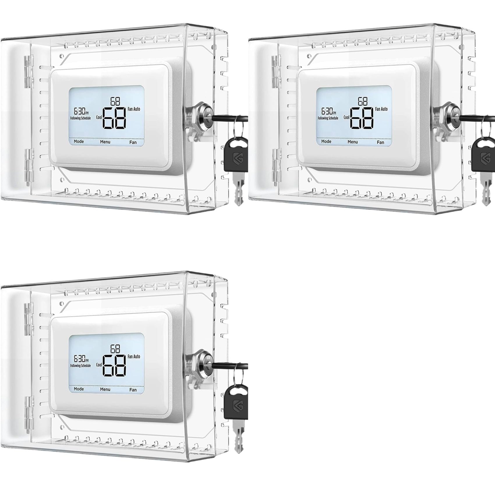 Jnchdghwa 3X Large Thermostat Lock Box Cover with Key Clear Thermostat Cover Fits Thermostats 5H X 6inch W or Smaller