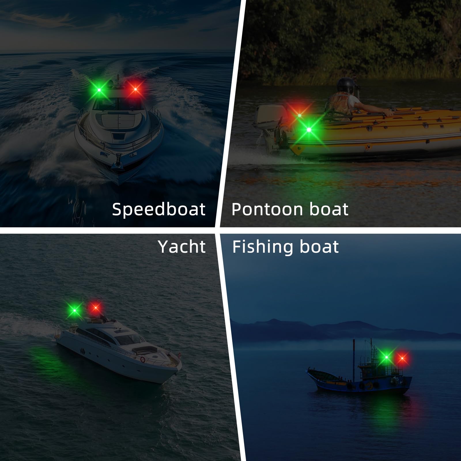 2 Pezzi Luci di Navigazione Barca LED per Speedboat e Barca da Pesca Segnali Laterali Argento in Abs e Acrilico Alta Visibilità e Risparmio Energetico per Uso Notturno