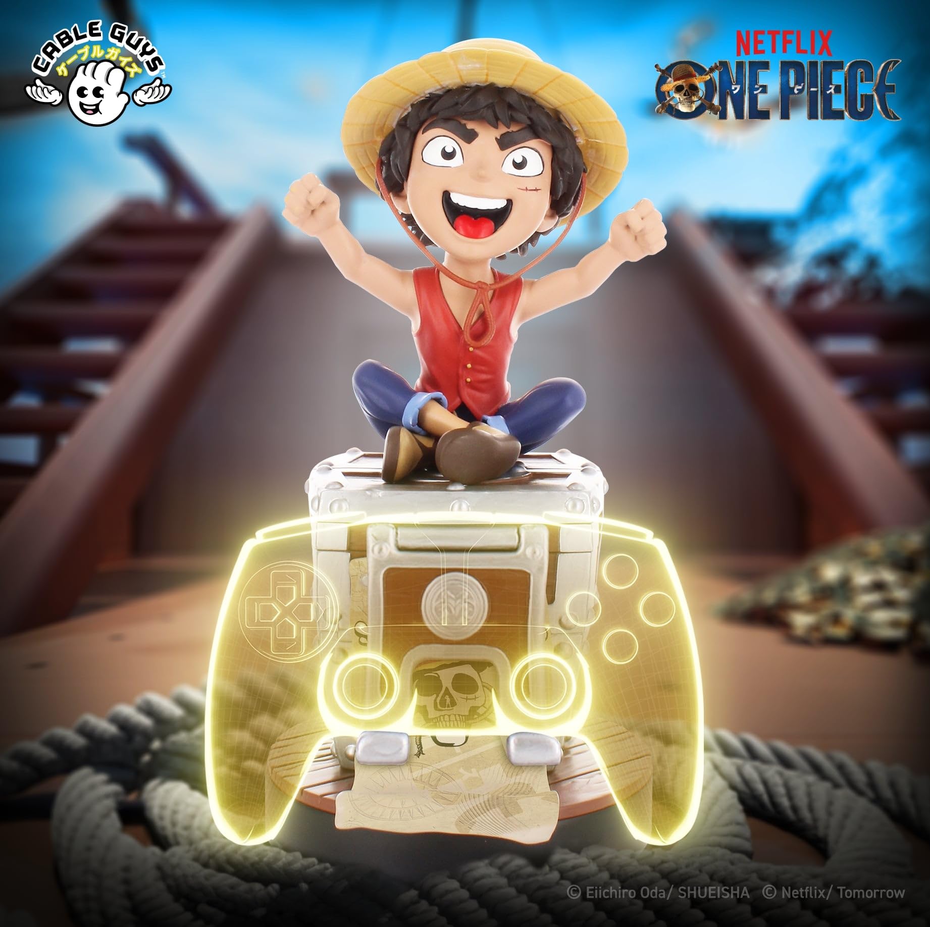 Cableguys Netflix One Piece Luffy Supporto Controller e Telefono - Porta Cellulare Compatibile con Xbox, PlayStation e la Maggior Parte dei Controller, Accessori Gaming per Scrivania