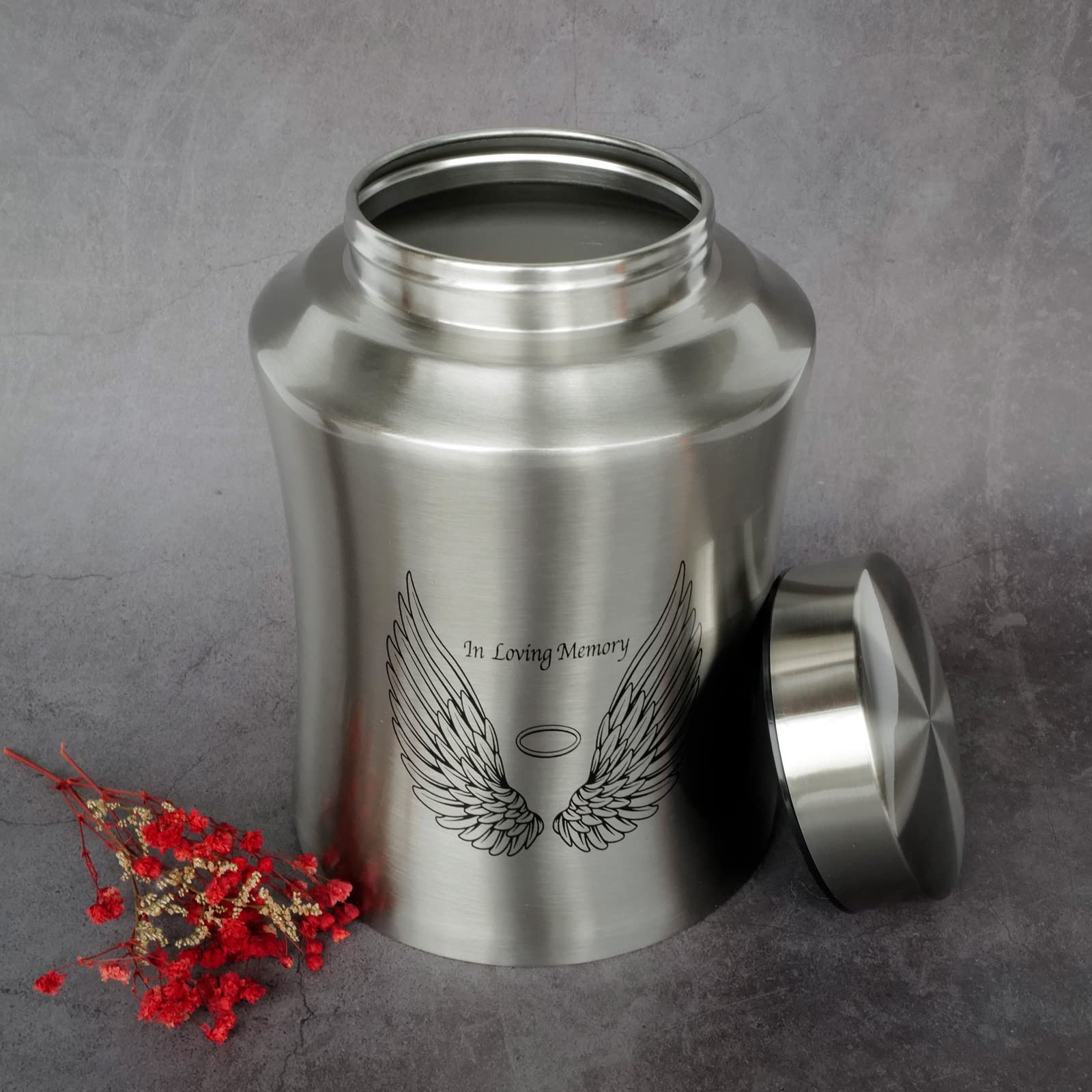 Up to 160 lbs Large Cremation Urns for Adult Human Ashes Angel Wings in Loving Memory Decorative Funeral Burial Urn for Male Female Ashes with Velvet Bag(Silver) - Image 3