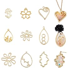 Alloy Open Back Bezel Pendants Golden Hollow Frame Charms Star Butterfly Flower Heart Teardrop Resin Frame Charm for DIY UV Resin Pressed Flower Jewelry Making