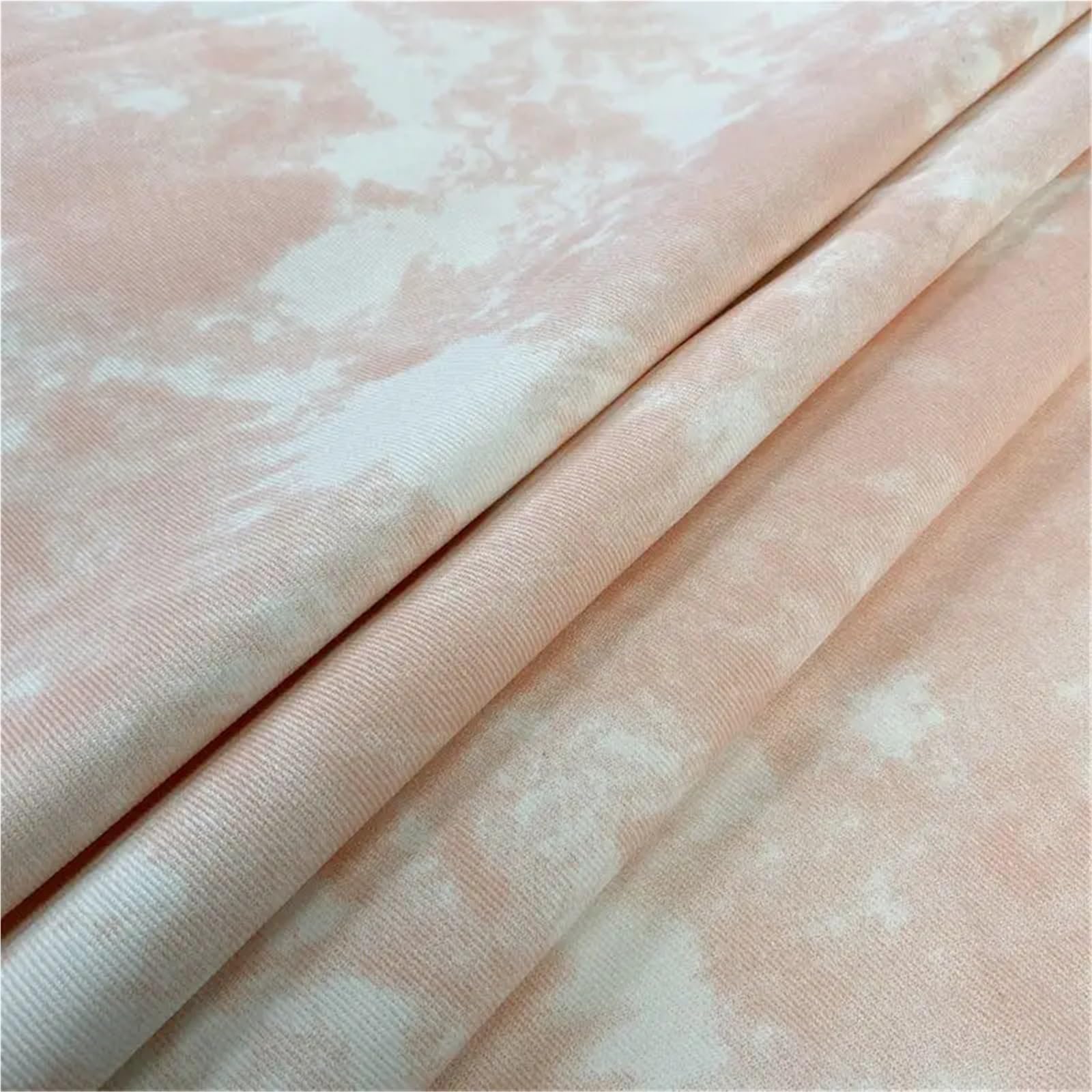 Tela vaquera teñida con efecto tie-dye, de algodón, for chaquetas, abrigos, pantalones, costura, patrón de sarga lisa, tela for costura, agradable for la piel.(Pink white)