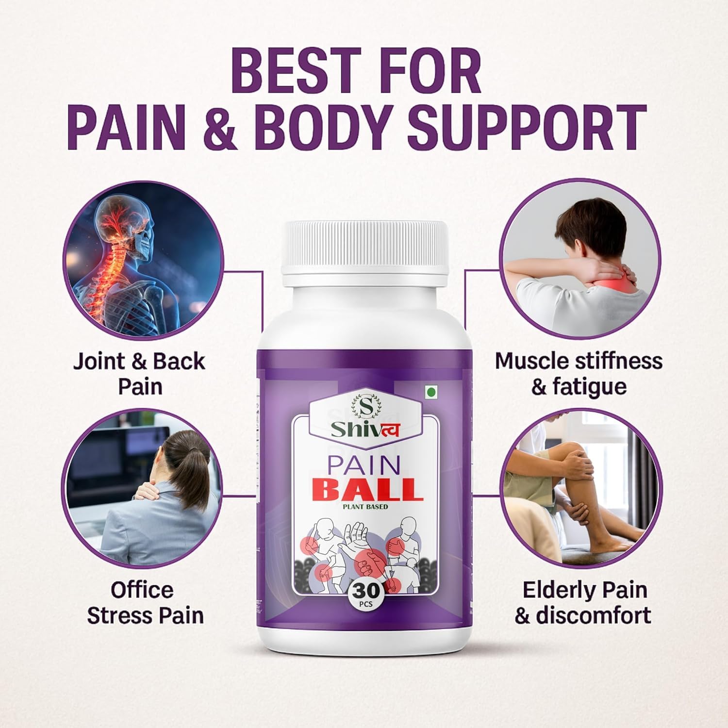 Shivtv Pain Ball Plant Based Tablets for Joint, Muscle and Back Pain Relief, 30 Tablets 3