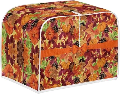 Vista 166 de UNICEU Funda acolchada para tostadora con patrón de café, se adapta a la mayoría de tostadoras estándar de 4 rebanadas patrón de café,Hojas de otoño
