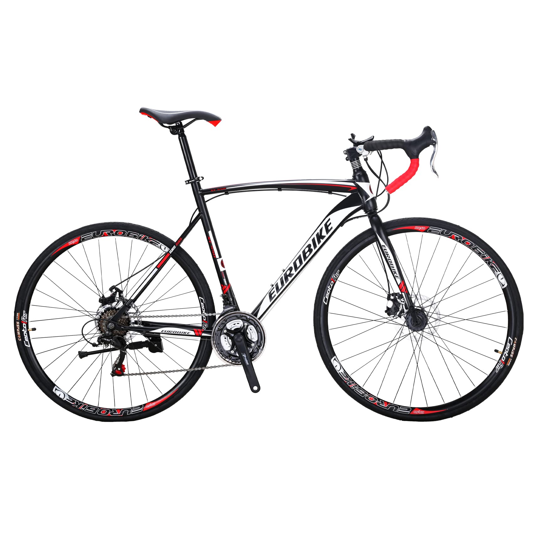 GIDUCTON Carbon Steel Road Bike, 21-Speed Drivetrain, Dual Disc Brakes, 700C Wheels, 49/54cm Frame (XC550 54-30)